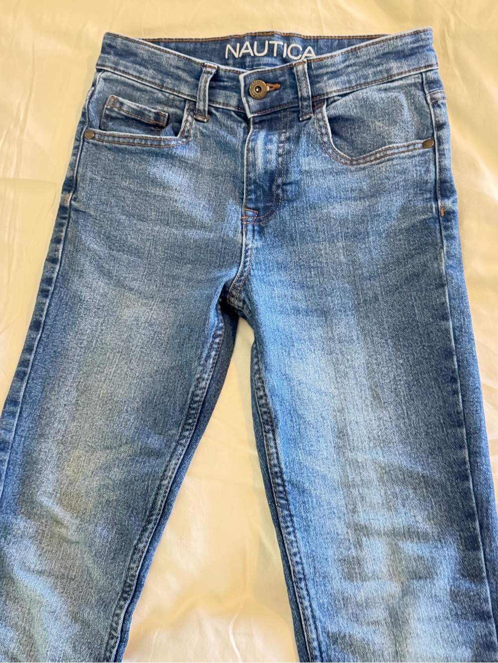 Nautica Light Blue Denim Jeans with Tan Stitching